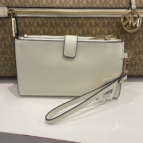 MICHAEL KORS LARGE DOUBLE ZIP WRISTLET WALLET PHONE CASE CLUTCH 
Optic White - Picture 4 of 16